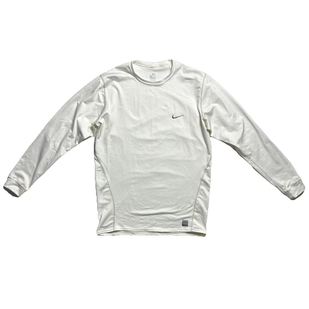 Nike Pro Shirt Long Sleeve Dri Fit Ivory Men Size 2XL